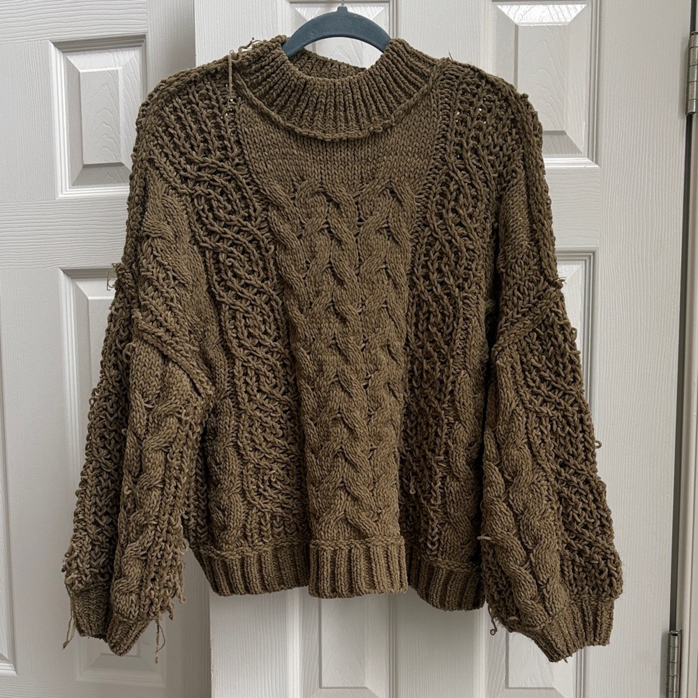 POL Oversized Cable Knit Sweater | Heavy Distressing | Boho